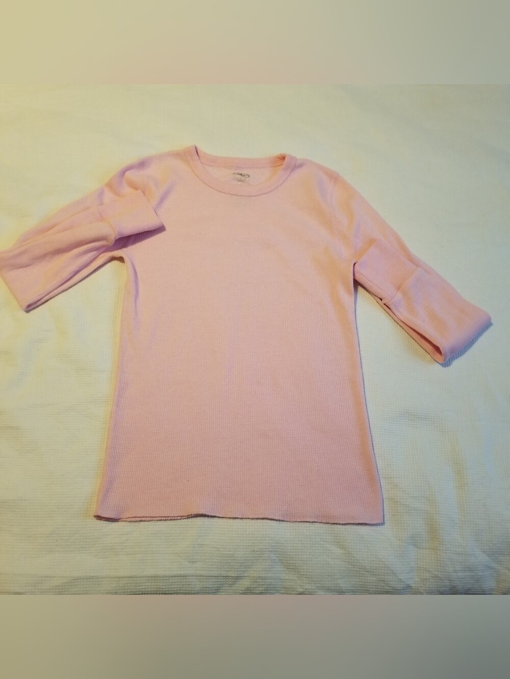Athletic Works Girl's Medium Light Pink Ribbed Long Sleeve Thermal T-Shirt